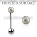 bbfo5 surgical steel tongue barbell w 5mm frosted steel ball