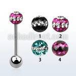 bbfr5d 316l steel tongue barbell with a 5mm tri line crystal