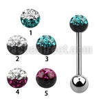 bbfr5e 316l steel tongue barbell with a 5mm crystal and ball