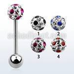 bbfr6a 316l steel tongue barbell with 6mm dotted crystal
