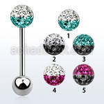 bbfr6e 316l steel tongue barbell with ferido crystal in 2 color