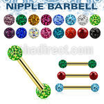 bbg2fm gold anodized steel barbell 14g ferido balls
