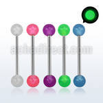 bbgl5 316l steel tongue barbell with a 5mm luminous ball