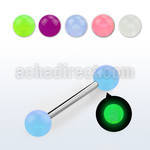 bbgl 316l steel tongue barbell with 6mm luminous ball