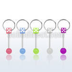 bbgldisl 316l steel tongue barbell glow in the dark dice w ring