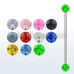 bbigt5 316l steel industrial barbell with acrylic glitter ball
