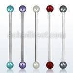 bbipr5 316l steel industrial barbell with 5mm pearl balls