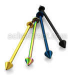 bbitcn4 anodized 316l steel industrial barbell with 4mm cone