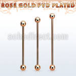 bbittb rose gold 316l steel industrial barbell, w two 5mm balls