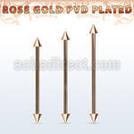 bbittcn4 rose gold steel industrial barbell w 2 4mm cones