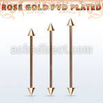 bbittcn rose gold 316l steel industrial barbell, w two 5mm cone