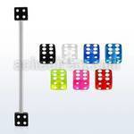 bbivd4 316l steel industrial barbell with 4mm acrylic uv dice
