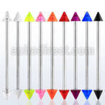 bbivn5 316l steel industrial barbell with a 5mm acrylic uv cone