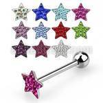bbmtj1 316l steel tongue barbell with ferido crystal star
