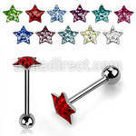 bbmtj2 316l tongue barbell w ferido star top 5mm steel ball
