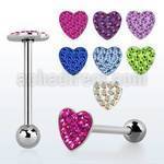 bbmtj5 316l tongue barbell w heart top 5mm steel ball