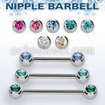 bbnp2c 316l steel nipple barbell with a 5mm jewel ball