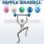 bbnpd13 316l steel nipple barbell w 5mm opal ball hanging man 