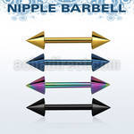 bbnptcn anodized 316l steel nipple barbell w two 4mm cones