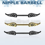 bbnptwg anodized surgical steel nipple barbell w two small wings