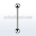 bbs 1 6mm 316l steel tongue barbell with two 5mm balls