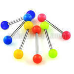 bbsa 316l steel tongue barbell with 6mm solid acrylic ball
