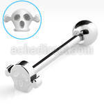 bbskb 316l steel tongue barbell with flat skull 6mm ball