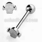 bbsks 316l steel tongue barbell w small skull lower ball