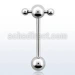 bbspnb 316l steel spinner tongue barbell w spinner bar w balls