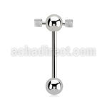 bbspndi steel spinner tongue barbell w two 3mm dices.