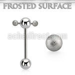 bbspnfo steel spinner tongue barbell w 2 3mm frosted steel balls