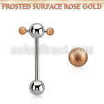 bbspnfor steel spinner tongue barbell rose gold frosted ball