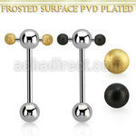 bbspnfot steel spinner tongue barbell anodized frosted steel ball