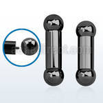 bbt0x 8mm external threaded black 316l steel tongue barbell