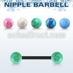 bbt2om anodized steel nipple barbell w 5mm synthetic opal balls