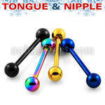 bbtb5 anodized 316l steel nipple tongue barbell with 5mm ball