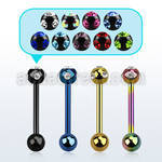 bbtc3 anodized 316l steel tongue barbell w jewel plain ball