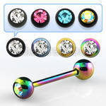 bbtc anodized 316l steel tongue barbell w 6mm jewel steel