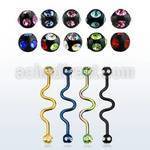 bbtcj anodized 316l steel industrial zigzag barbell jewel ball