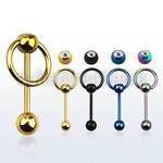 bbtcsl anodized 316l steel tongue barbell w bezel jewel ring