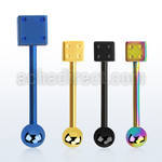 bbtdi anodized 316l steel tongue barbell w dice steel ball