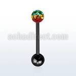 bbtfr5r anodized 316l steel tongue barbell w rasta color crystal