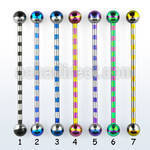 bbtrb zebra striped pvd 316l steel industrial barbell w balls