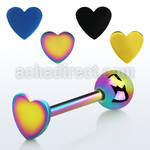 bbtsh2 anodized 316l steel tongue barbell with 6mm heart top