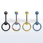 bbtsl anodized 316l steel tongue barbell w ball closure ring
