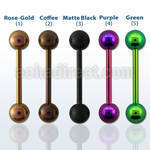 bbtt speacial color pvd 316l steel tongue barbell w 6mm ball