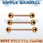 bbttb5 rose gold steel nipple barbell w 2 5mm balls