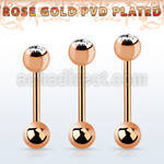 bbttc rose gold steel tongue barbell 6mm bezel set jewel ball