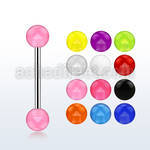 bbuv5 316l steel tongue barbell with a 5mm acrylic uv ball