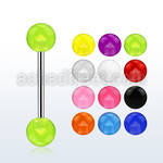 bbuv 316l steel tongue barbell with 6mm acrylic uv ball